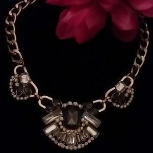 SWAROVSKI, RHINESTONE, DIAMOND AND SMOKED CRYSTAL DESIGNER STAMPED NECKLACE